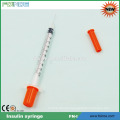 plastic orange cap disposable insulin syringe with needle